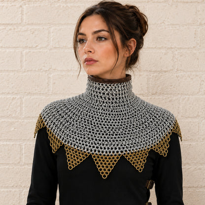 Chainmail Collar – 9mm Aluminium Round Riveted Rings with Solid Rings, Bishop Mantle