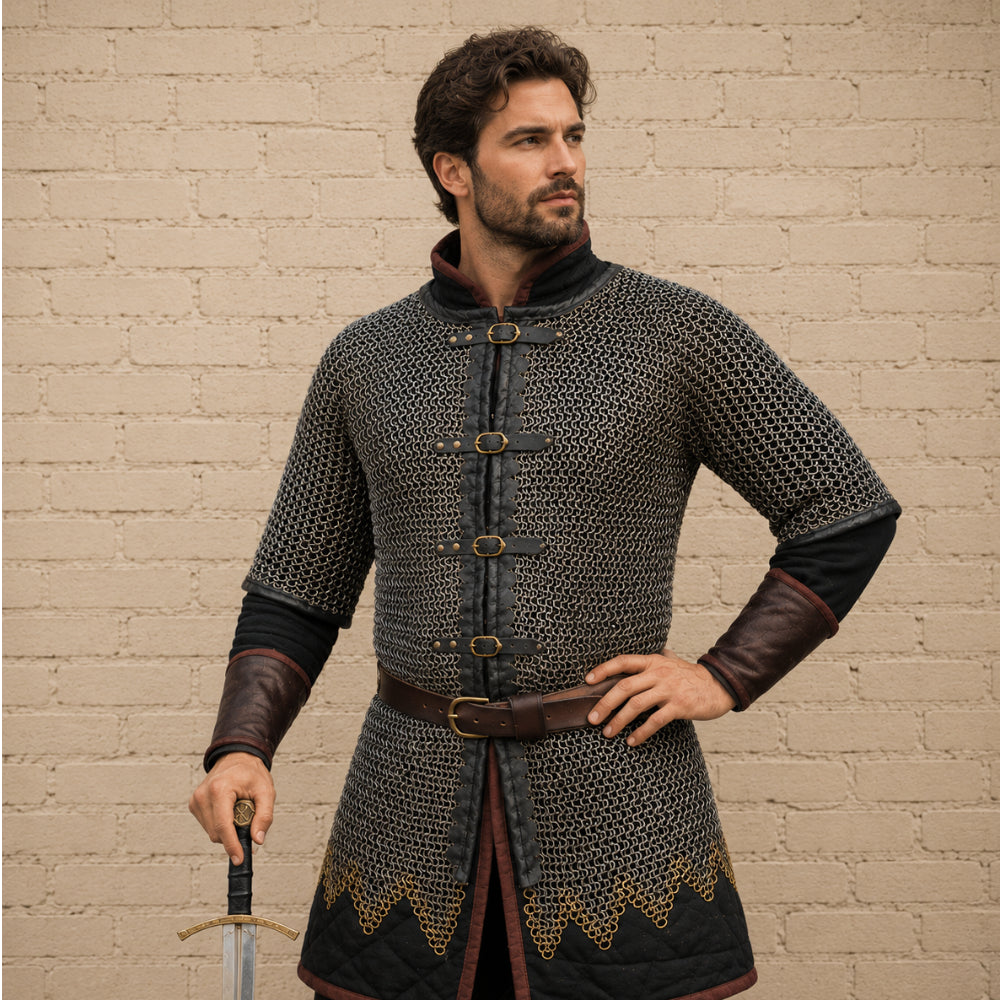 Titanium Chainmail Champion Shirt – 9mm Flat Ring Half Sleeve Armor