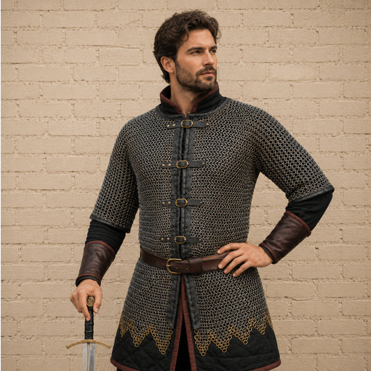 Titanium Chainmail Champion Shirt – 9mm Flat Ring Half Sleeve Armor