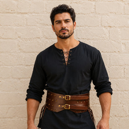 Medieval Leather Belt for Holding Padded Chausses – Perfect for Ren Faire & HMB Events