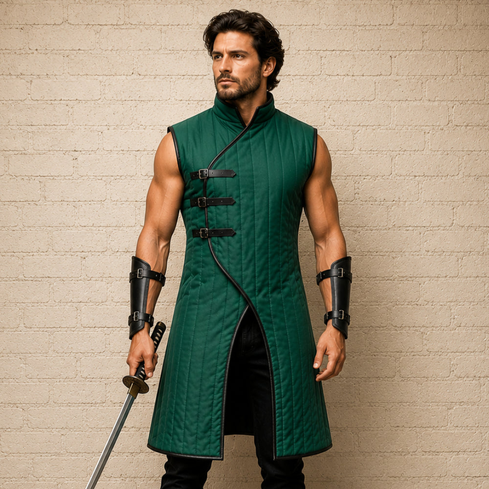 Sleeveless Royal Blue Gambeson | Medieval Padded Costume for Ren Faire & Halloween