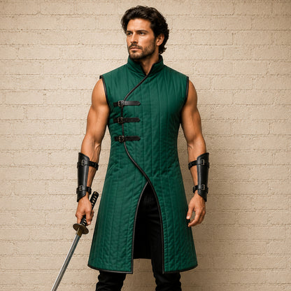 Sleeveless Royal Blue Gambeson | Medieval Padded Costume for Ren Faire & Halloween