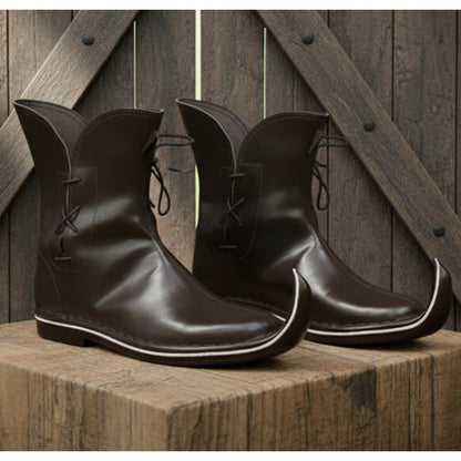 Medieval Tulip Boot | Low Poulaines Leather Shoes for LARP & Ren Faire Costume