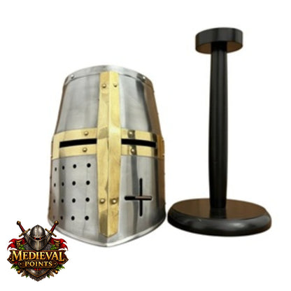 New Templar Crusader Helmet : Brass Cross Helm, Ren faire Costume ,