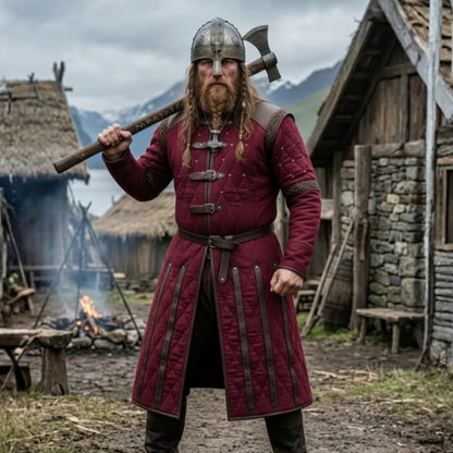 Ren Faire Blue Gambeson Costume – Medieval Padded Armor for Reenactment
