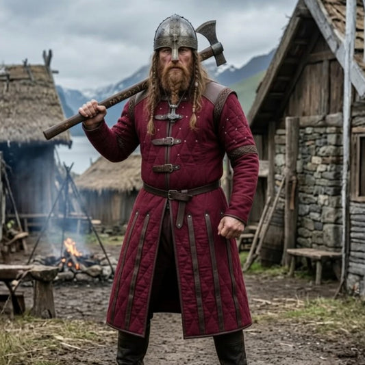 Ren Faire Blue Gambeson Costume – Medieval Padded Armor for Reenactment