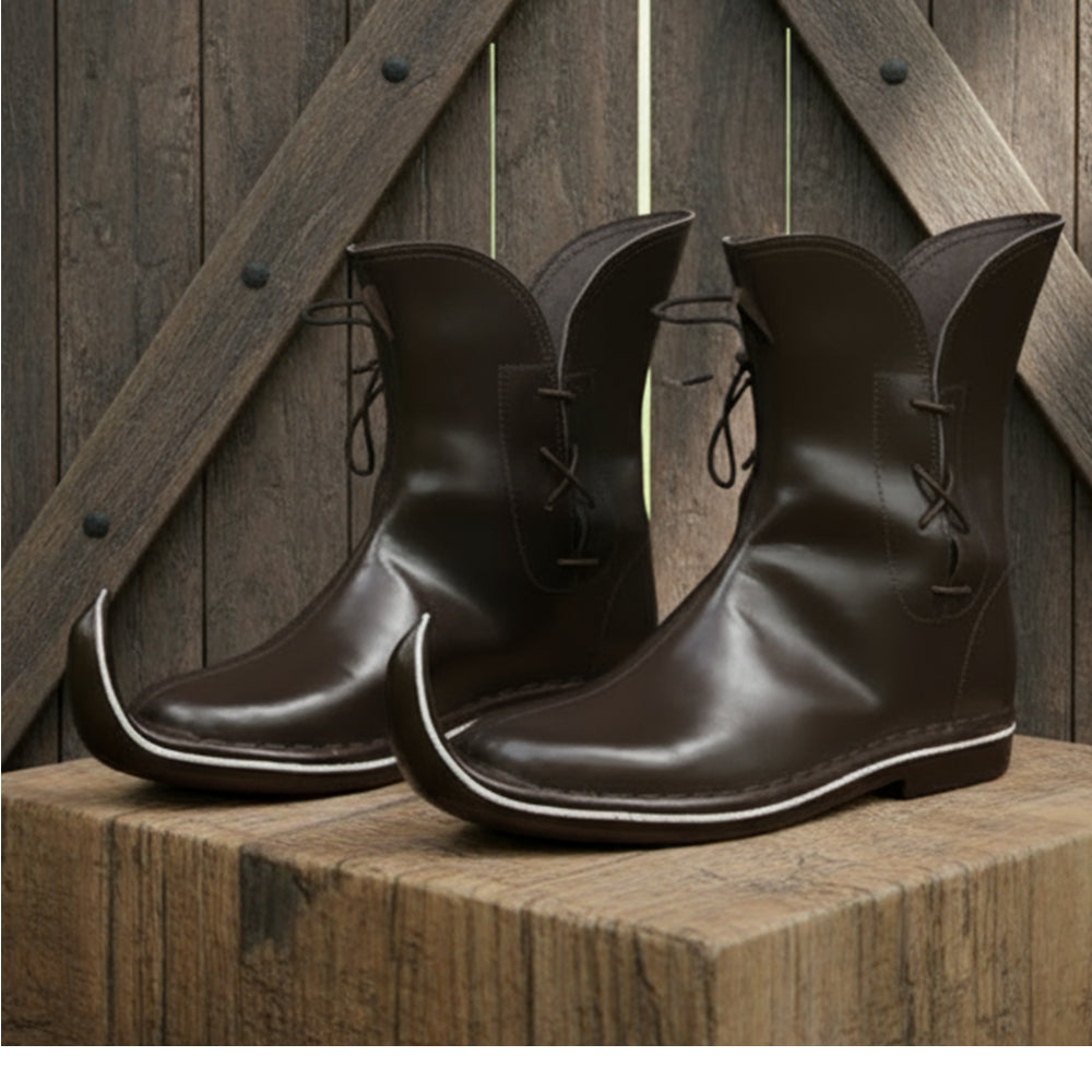 Medieval Tulip Boot | Low Poulaines Leather Shoes for LARP & Ren Faire Costume
