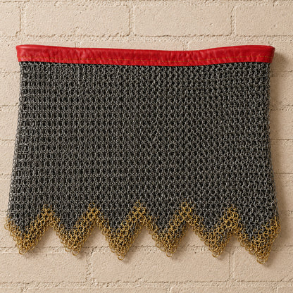 Medieval Chainmail Skirt – 9mm Mild Steel Flat Riveted Armor with Brass Trim | Viking & LARP Armor
