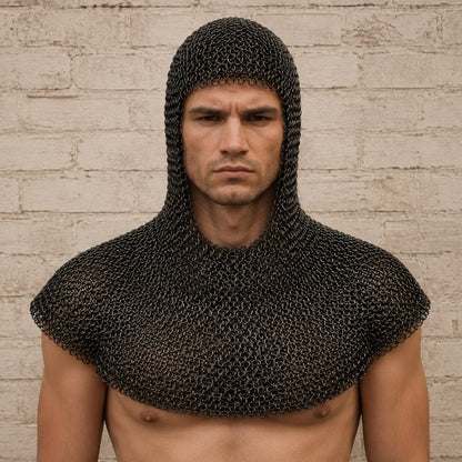 Dark Gray Aluminum Chainmail Shirt – 10mm Flat Ring Medieval Hauberk