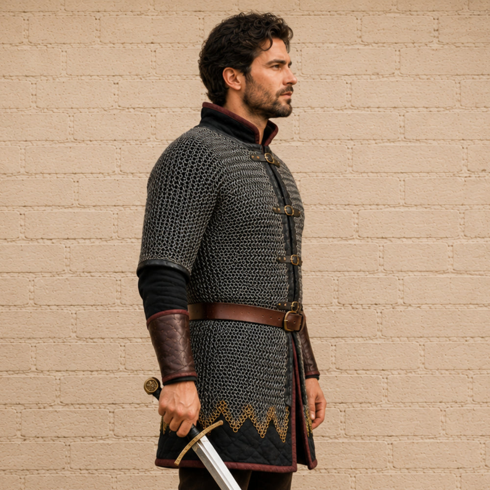Titanium Chainmail Champion Shirt – 9mm Flat Ring Half Sleeve Armor