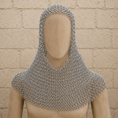 Aluminium Chainmail Coif – 9mm Round Riveted Hood for Ren Faire, LARP & Medieval Cosplay