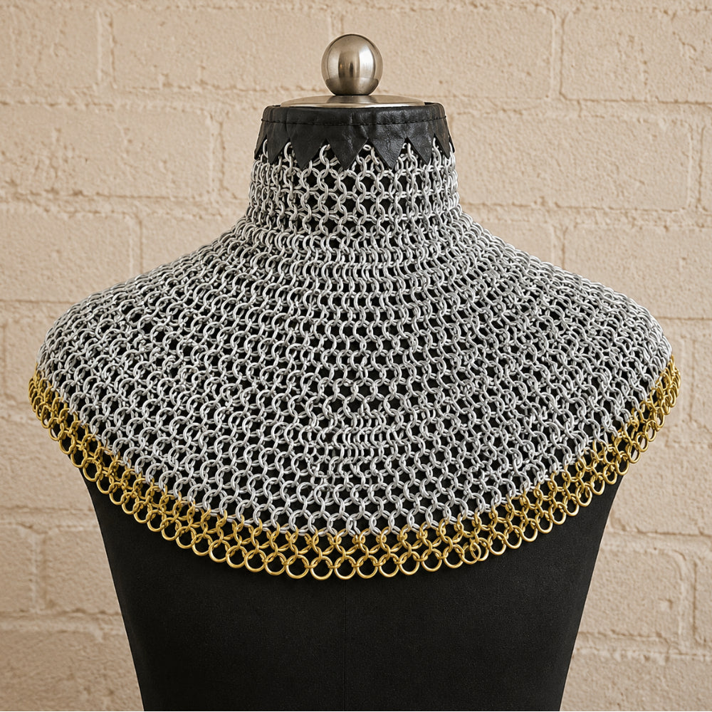Chainmail Collar – 9mm Aluminium Round Riveted Rings with Solid Rings, Bishop Mantle