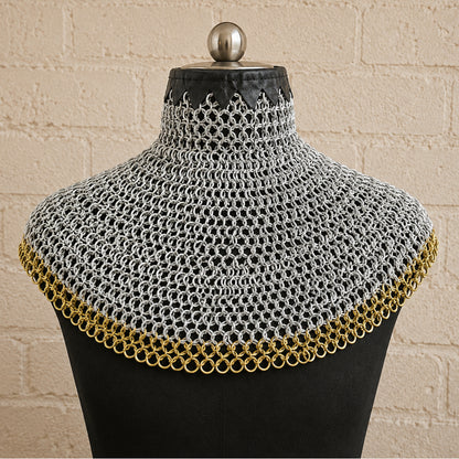 Chainmail Collar – 9mm Aluminium Round Riveted Rings with Solid Rings, Bishop Mantle
