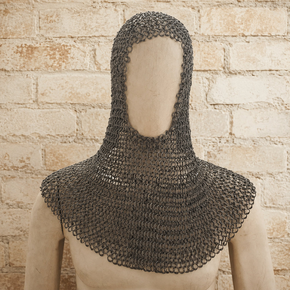 9MM Flat Riveted Chainmail Shirt with Solid Rings – Medieval Hauberk Armor for Halloween & Cosplay Gift