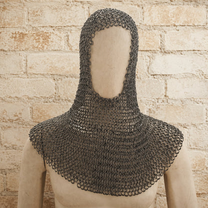 9MM Flat Riveted Chainmail Shirt with Solid Rings – Medieval Hauberk Armor for Halloween & Cosplay Gift