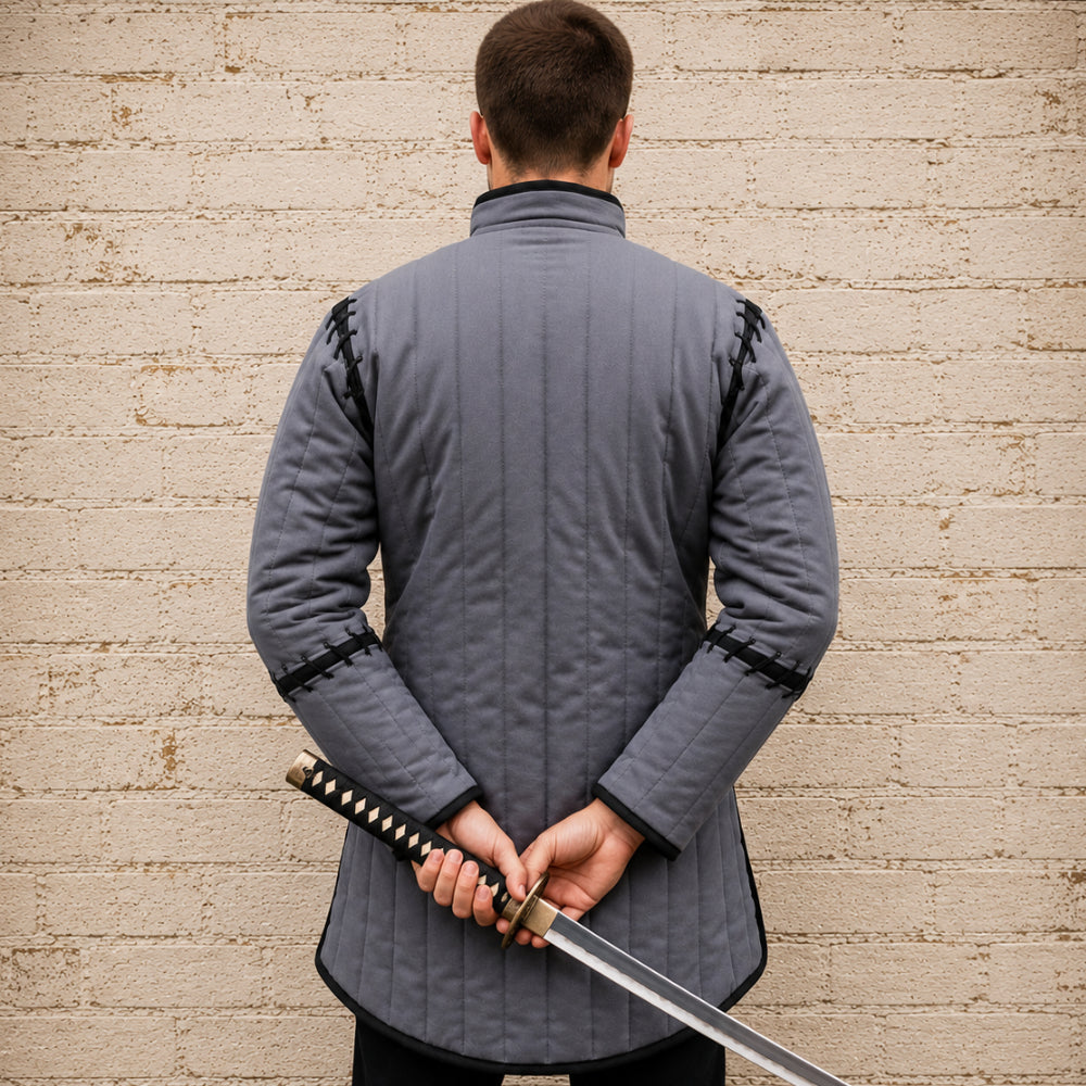 Witcher-Inspired Grey & Black Gambeson – Renaissance Fair Costume