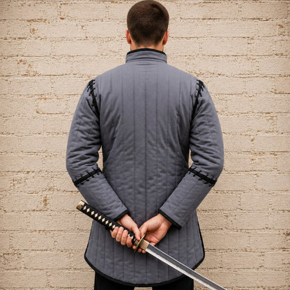 Witcher-Inspired Grey & Black Gambeson – Renaissance Fair Costume