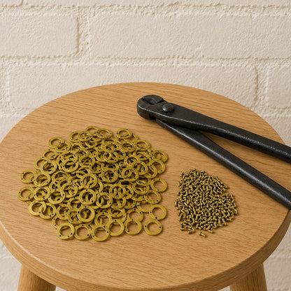 Brass Loose Riveted Rings with Round Rivets for Chainmail Repair – Natural Finish