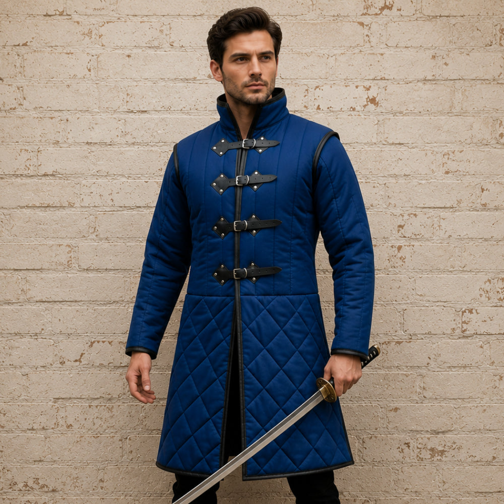 Leather Trim Medieval Gambeson – Renaissance Faire Costume