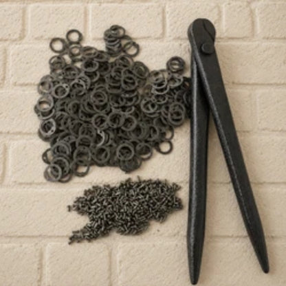 Flat Riveted Chainmail Rings with Tool – 6mm–9mm 18 Gauge Natural Finish for LARP & Reenactment