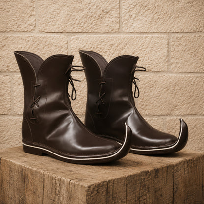 Medieval Tulip Boots – Handmade Low Poulaine Leather Shoes for LARP, Ren Faire & Historical Costumes