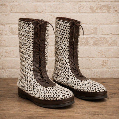 Medieval Leather Boots with Chainmail – Viking Armor Footwear for LARP & Reenactment Events
