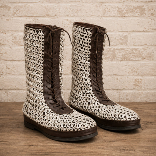 Medieval Leather Boots with Chainmail – Viking Armor Footwear for LARP & Reenactment Events