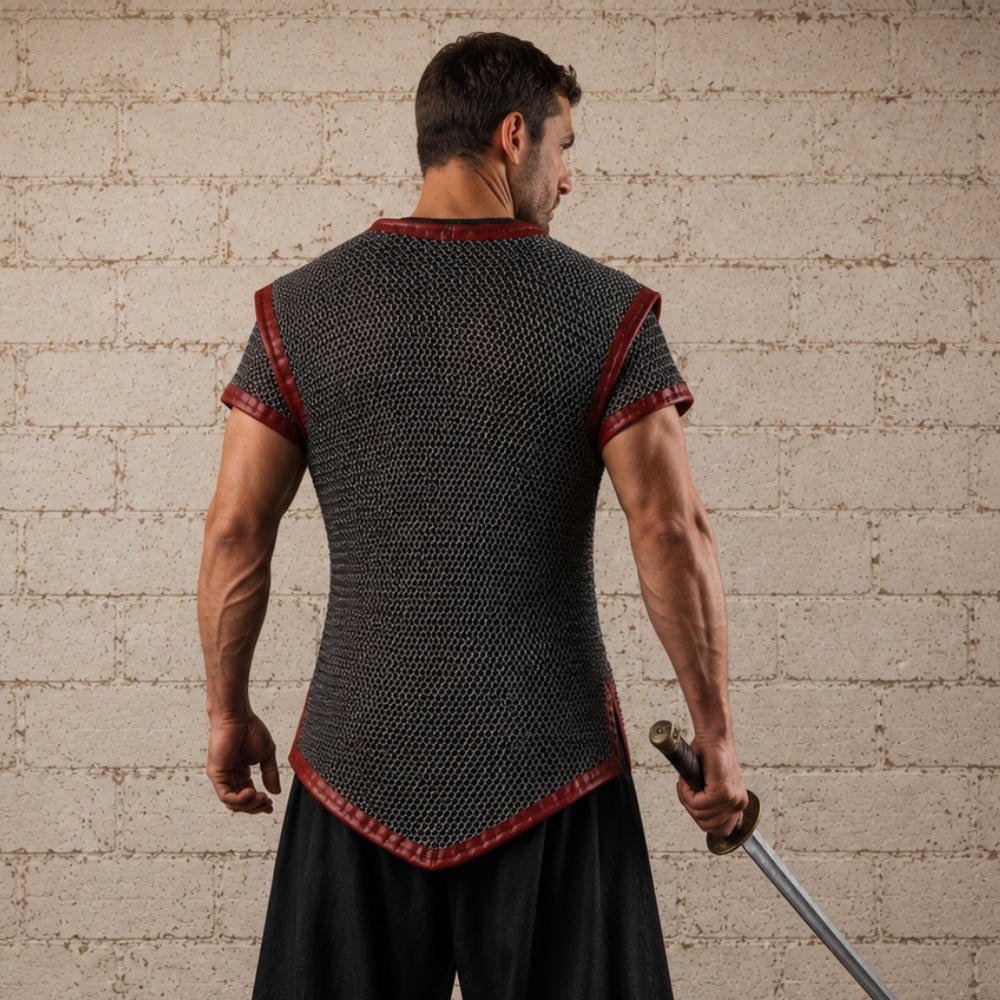 Roman Hamata Officer Chainmail Armor – 6MM Riveted Round Ring Maille Shirt for Reenactment, LARP & Halloween Events