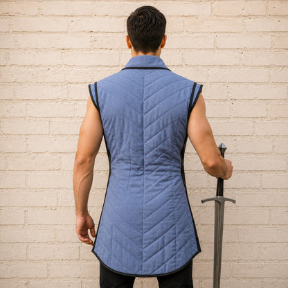 Cotton Medieval Sleeveless Gambeson – Padded Armor for Reenactment & Halloween