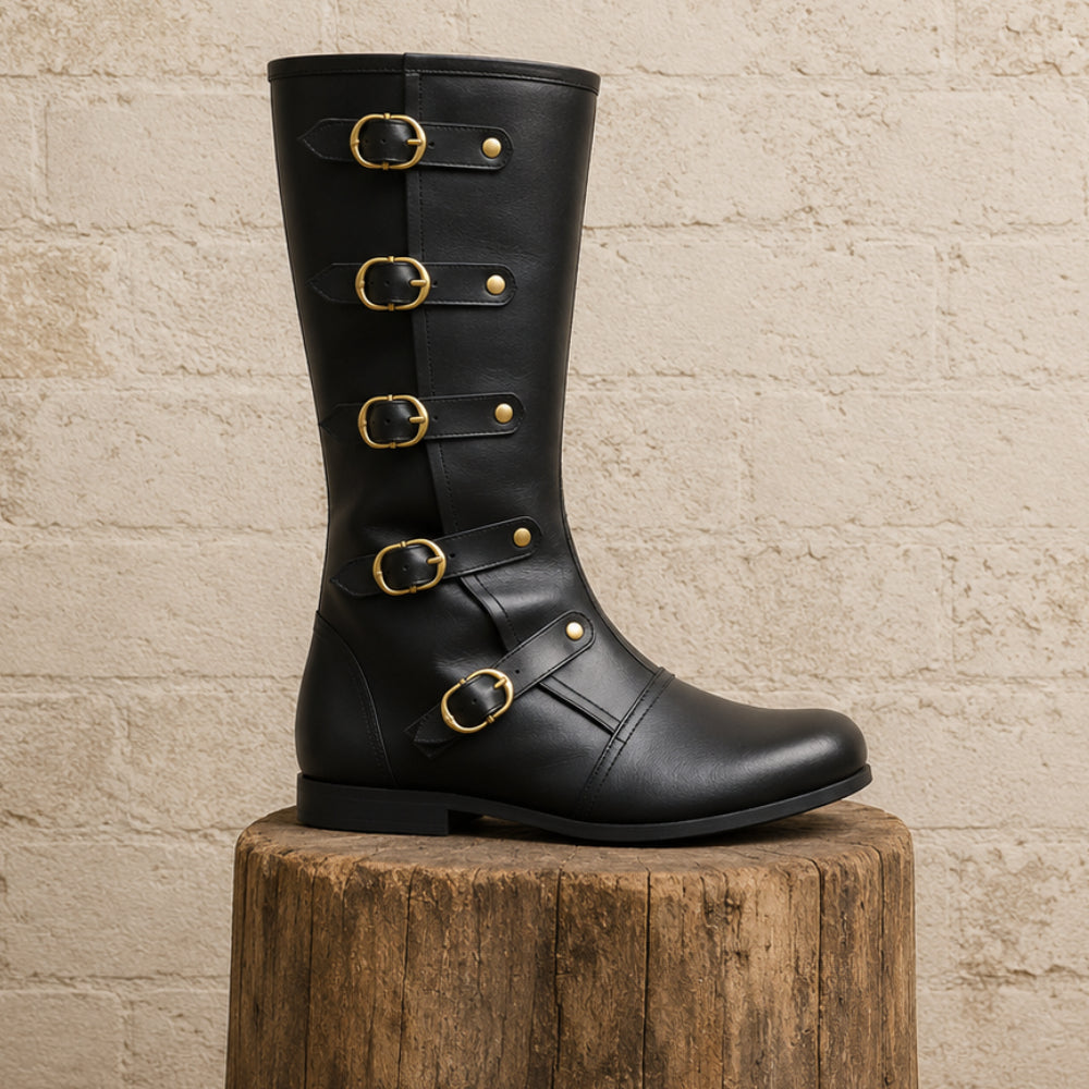 Medieval Leather Boots – Viking, Pirate & Ren Faire Costume Shoes for Halloween Events