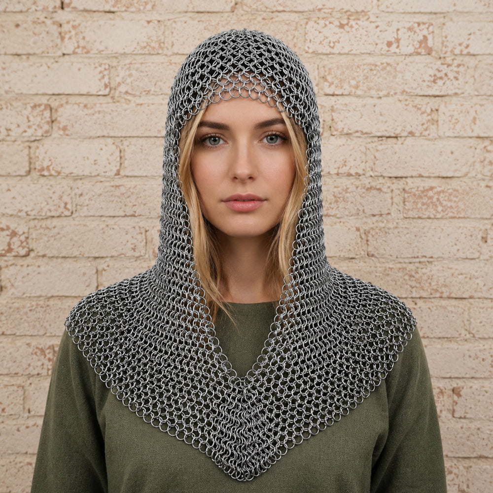 Aluminium Butted Chainmail Coif – Medieval Ren Faire Hood