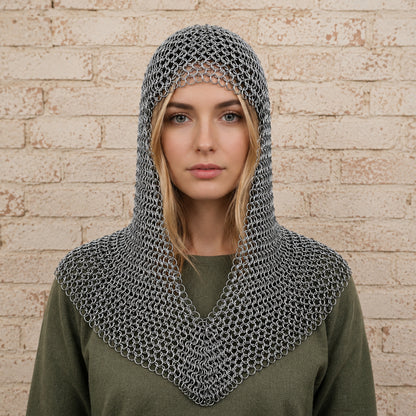 Aluminium Butted Chainmail Coif – Medieval Ren Faire Hood