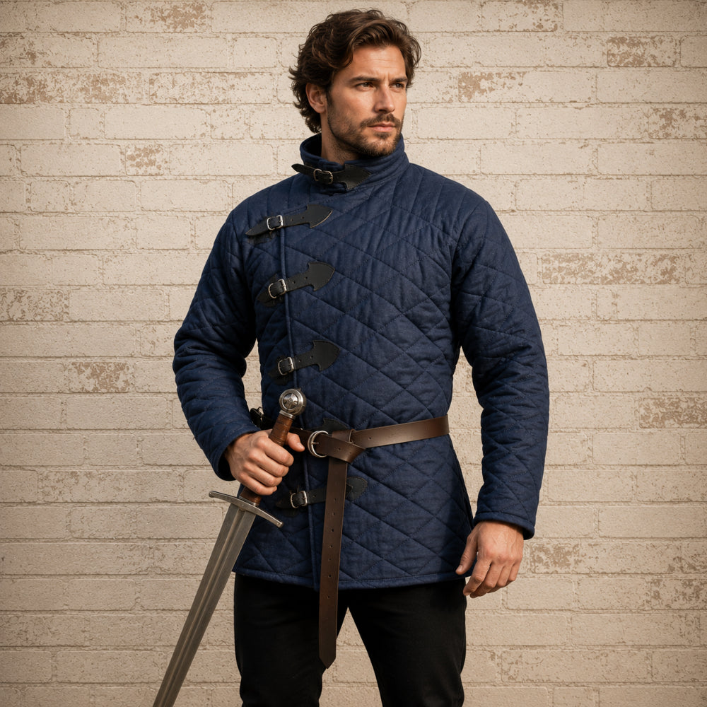 Medieval Blue Padded Gambeson – Knight & Viking Costume