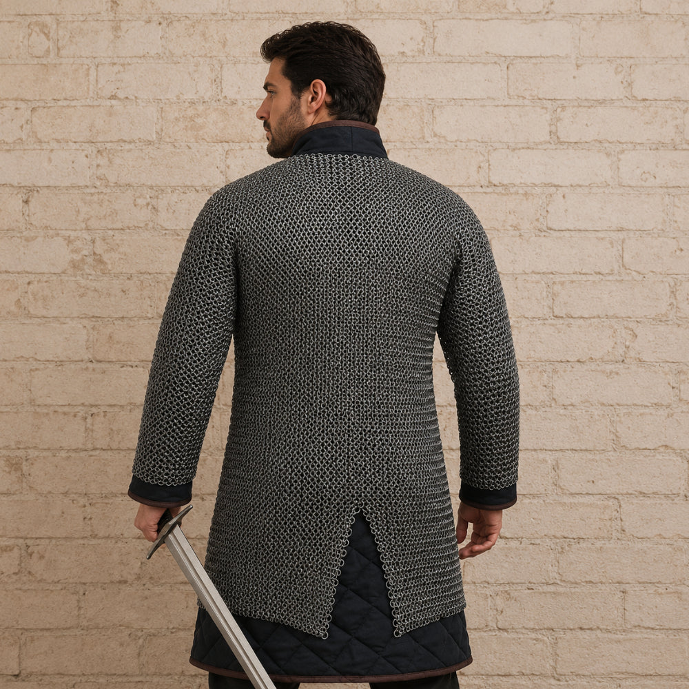 9mm Mild Steel Riveted Chainmail Hauberk – Medieval Armor for LARP & Reenactment