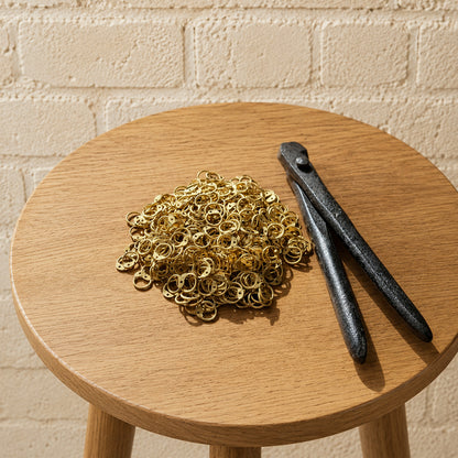 Brass Riveted Round Rings for Medieval Chainmail Repair – Natural Finish