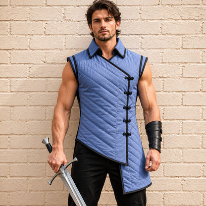 Cotton Medieval Sleeveless Gambeson – Padded Armor for Reenactment & Halloween