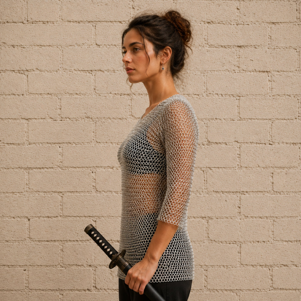 Aluminium Butted Chainmail Hauberk – Half Sleeve Medieval Armor Shirt