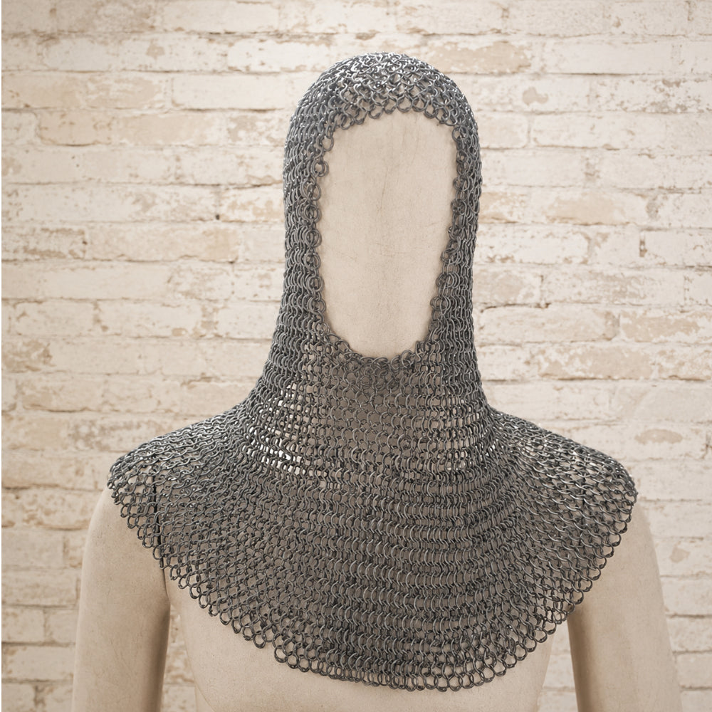 Medieval Chainmail Coif – 9mm Flat Riveted Rings with Solid Washer Rings