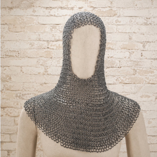 Medieval Chainmail Coif – 9mm Flat Riveted Rings with Solid Washer Rings