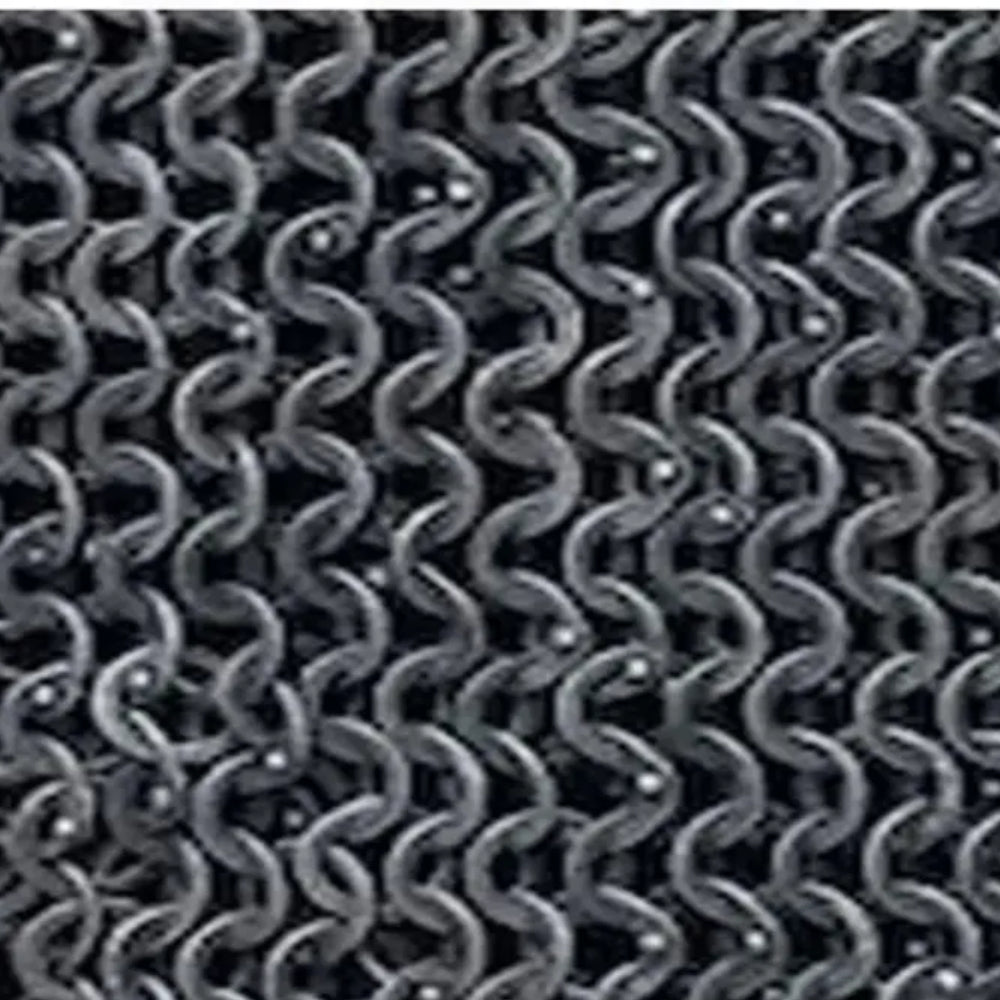 Dark Gray Aluminum Chainmail Hauberk – 9mm Flat Ring Half Sleeve Front Open Armor