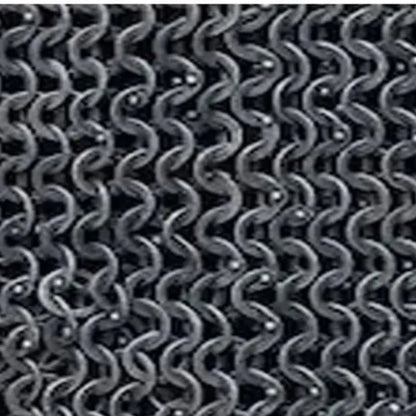 Dark Gray Aluminum Chainmail Hauberk – 9mm Flat Ring Half Sleeve Front Open Armor