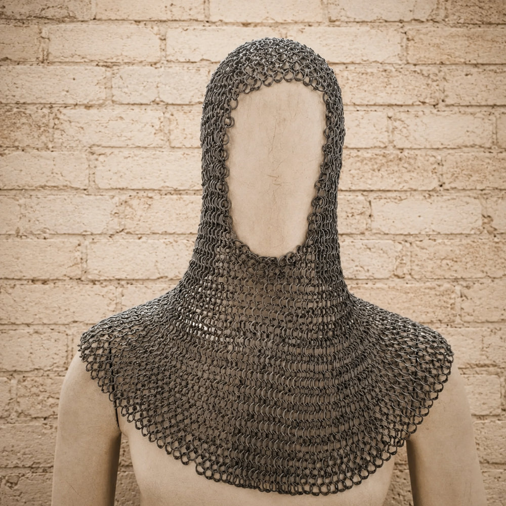 8MM Flat Riveted Chainmail Shirt with Solid Rings – Medieval Hauberk Armor