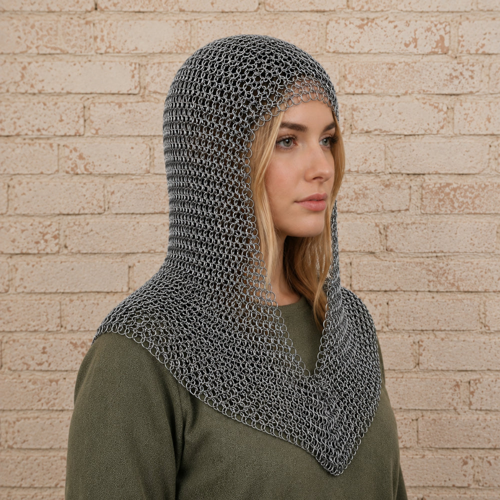Aluminium Butted Chainmail Coif – Medieval Ren Faire Hood