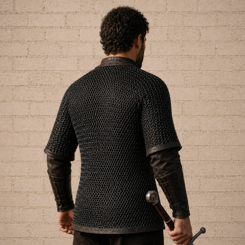 Dark Gray Aluminum Chainmail Shirt – 10mm Flat Ring Medieval Hauberk