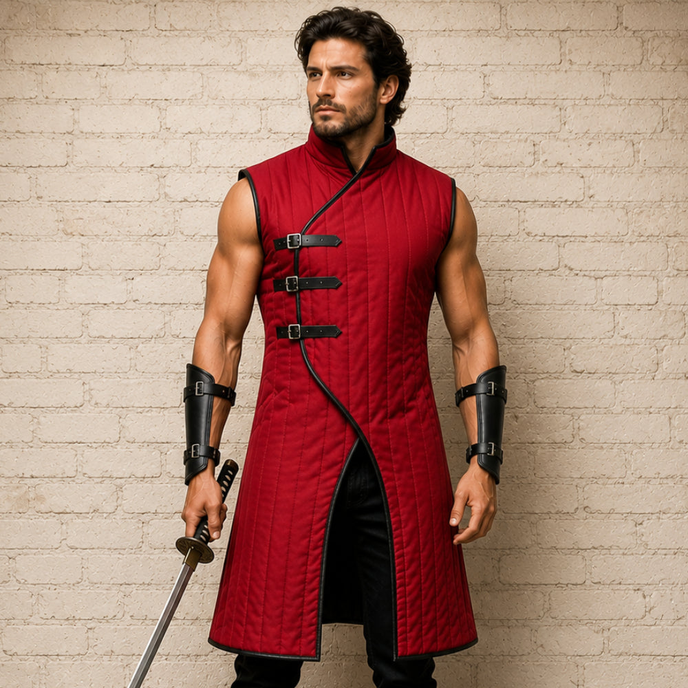 Sleeveless Royal Blue Gambeson | Medieval Padded Costume for Ren Faire & Halloween