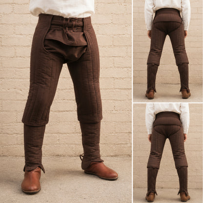 Medieval Padded Cotton Chausses – Quilted Leg Armor for SCA, LARP & Reenactment