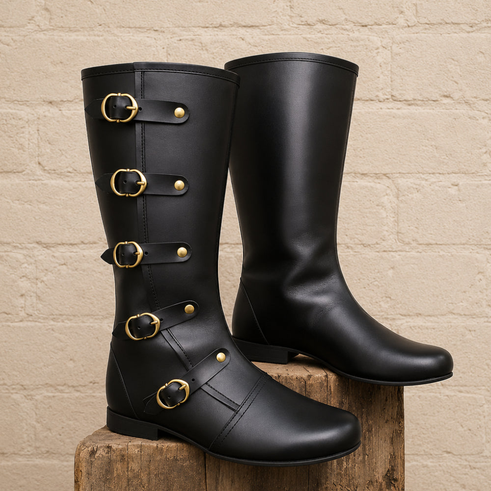 Medieval Leather Boots – Viking, Pirate & Ren Faire Costume Shoes for Halloween Events