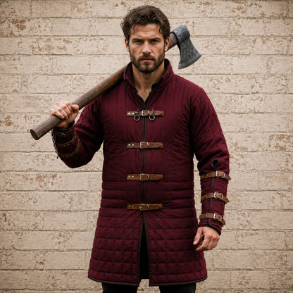 Quilted Viking Gambeson – Navy Blue Medieval Costume | LARP, Renaissance & Halloween Outfit