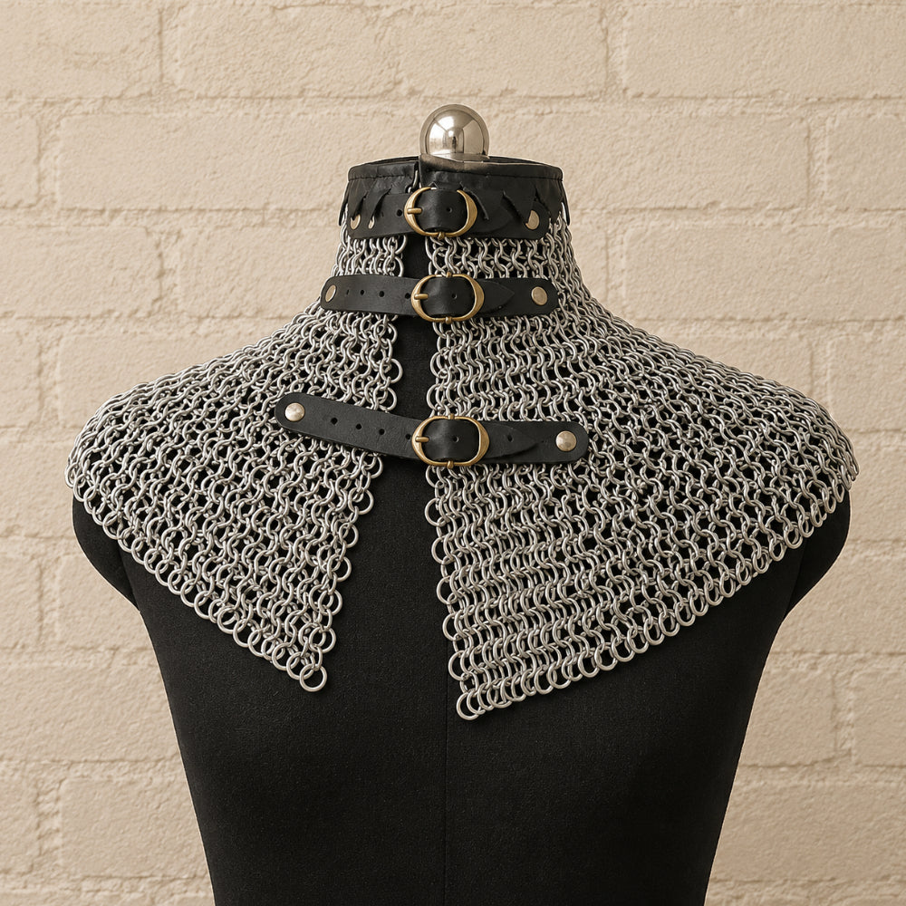 Chainmail Collar – 9mm Aluminium Round Riveted Rings with Solid Rings, Bishop Mantle