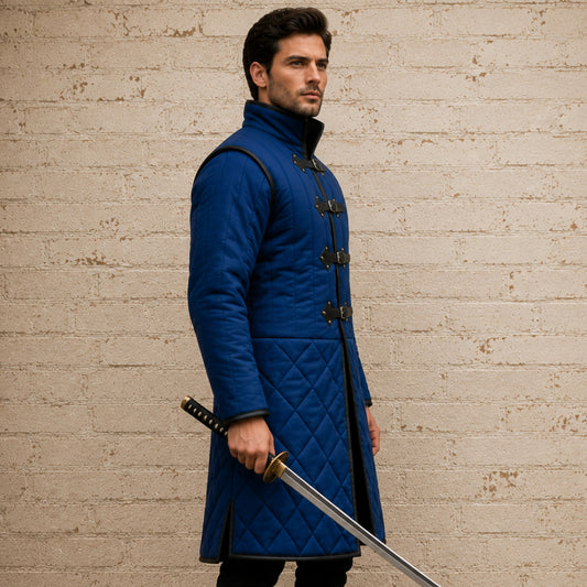 Leather Trim Medieval Gambeson – Renaissance Faire Costume